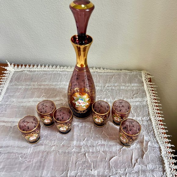 Murano Italian Decanter, Italian Glass, Vintage Barware, Italian Drinkware - Picture 10 of 10